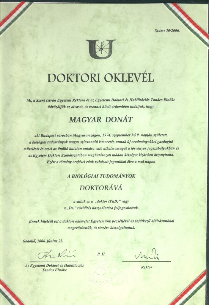 Doktori oklevél